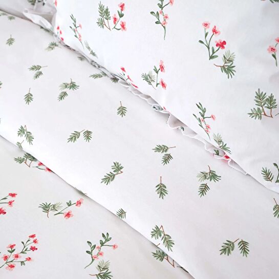 Karaca Home Silvie Fırfırlı %100 Pamuk Tek Kişilik Kişilik Nevresim Takımı Kırmızı