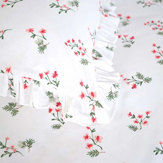 Karaca Home Silvie Fırfırlı %100 Pamuk Tek Kişilik Kişilik Nevresim Takımı Kırmızı