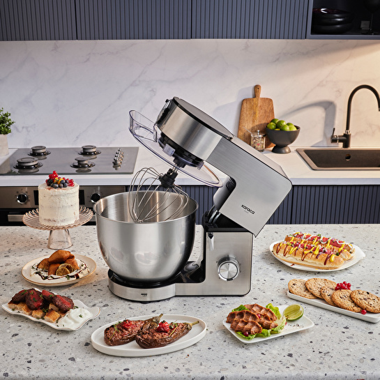 Karaca Multichef Ultra Inox Kıyma Çekme/Sucuk-Sosis/İçli Köfte Aparatlı Hamur Yoğurma Makinesi 2000W 8L