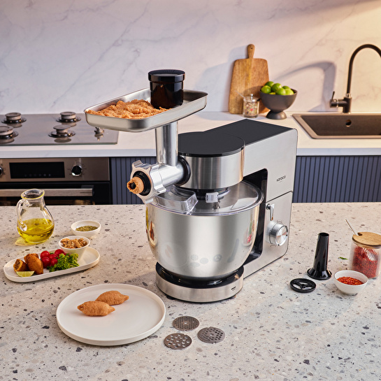 Karaca Multichef Ultra Inox Kıyma Çekme/Sucuk-Sosis/İçli Köfte Aparatlı Hamur Yoğurma Makinesi 2000W 8L