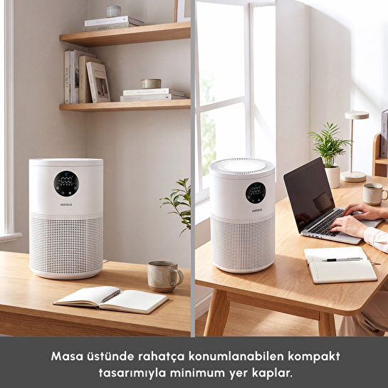 Karaca Oksijen Plus S1 Compact Hava Temizleyici HEPA Filtreli (True HEPA / H13) ve Akıllı Lazer Sensörlü Matte White