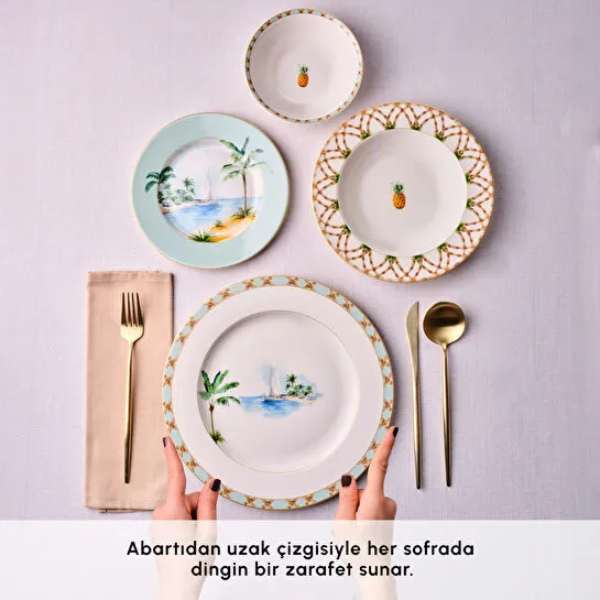 Karaca Forever Bone Tropical 24 Parça 6 Kişilik Yemek Takımı