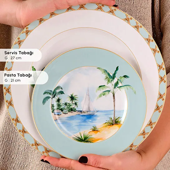 Karaca Forever Bone Tropical 24 Parça 6 Kişilik Yemek Takımı