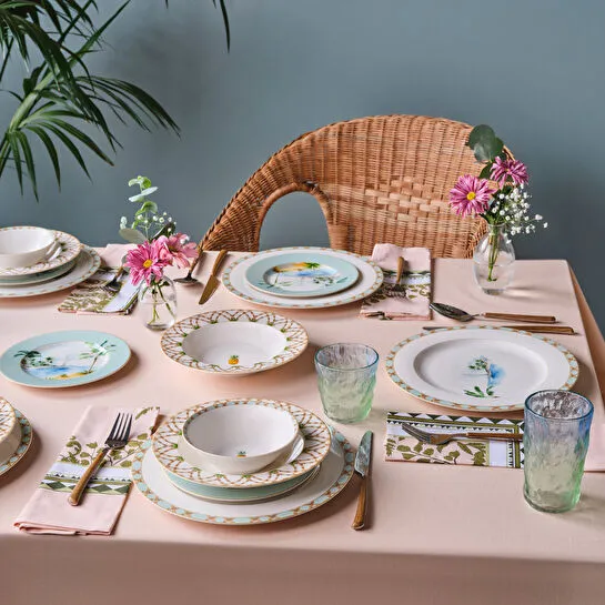 Karaca Forever Bone Tropical 24 Parça 6 Kişilik Yemek Takımı