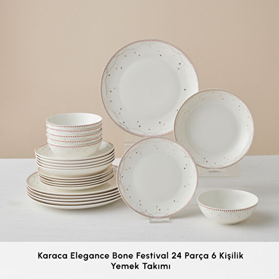 Karaca Elegance Bone Festival 24 Parça 6 Kişilik Yemek Takımı