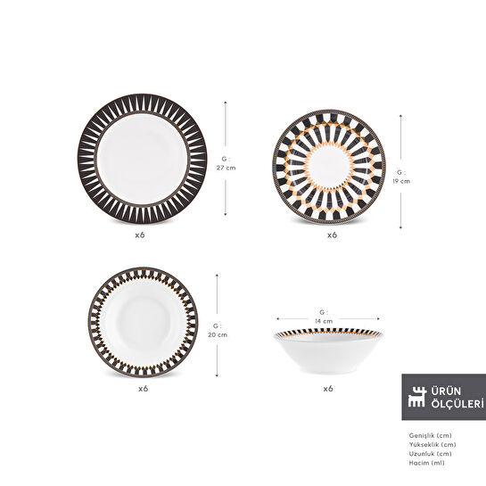 Karaca Elegance Bone Helsinki 24 Parça 6 Kişilik Yemek Takımı