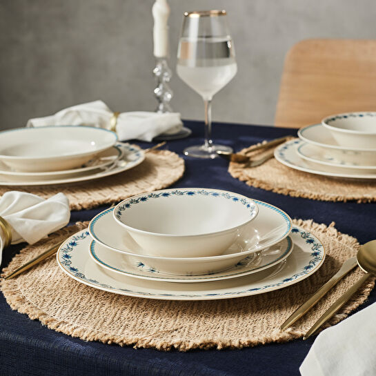 Karaca Forever Bone İznik 24 Parça 6 Kişilik Yemek Takımı