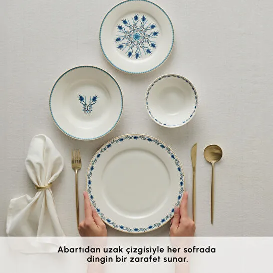 Karaca Forever Bone İznik 24 Parça 6 Kişilik Yemek Takımı