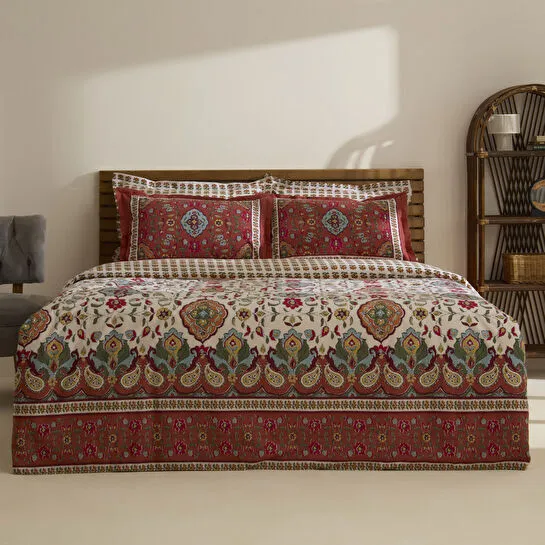 Karaca Home Pueblo %100 Pamuk Çift Kişilik Nevresim Takımı Kiremit