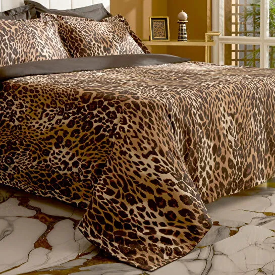 Karaca Home Leovina %100 Pamuk Çift Kişilik Saten Nevresim Takımı Kahverengi