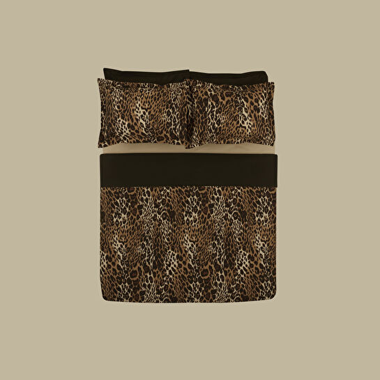 Karaca Home Leovina %100 Pamuk Çift Kişilik Saten Nevresim Takımı Kahverengi