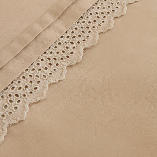 Karaca Home Lenmor %100 Pamuk Çift Kişilik Nevresim Takımı Bej