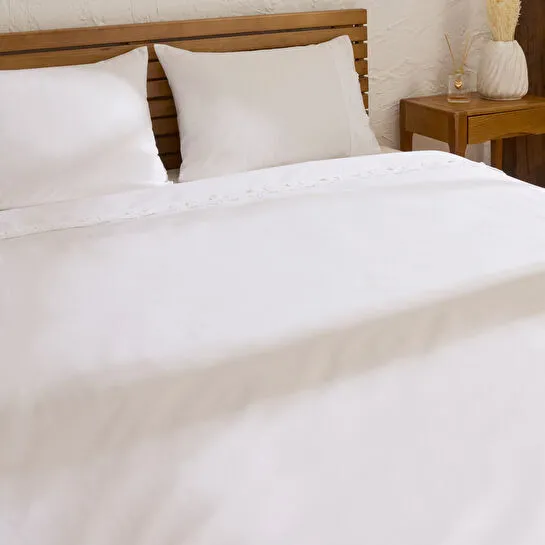 Karaca Home Delvyn %100 Pamuk Çift Kişilik Nevresim Takımı Beyaz