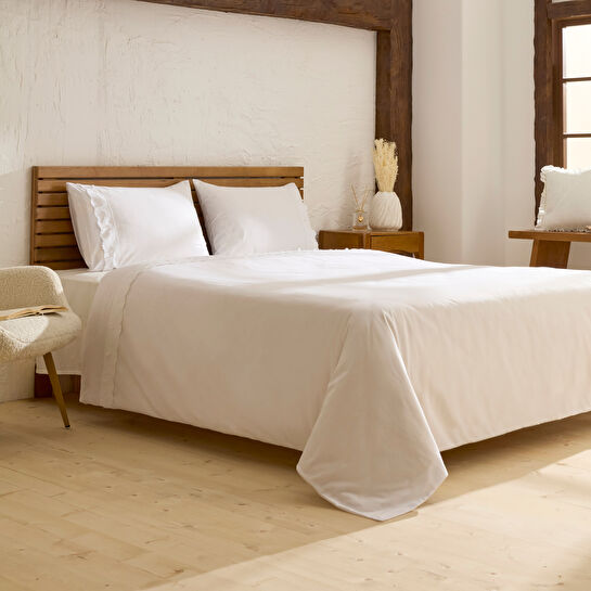 Karaca Home Delvyn %100 Pamuk Çift Kişilik Nevresim Takımı Beyaz