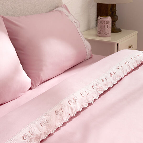 Karaca Home Delvyn %100 Pamuk Çift Kişilik Nevresim Takımı Pudra