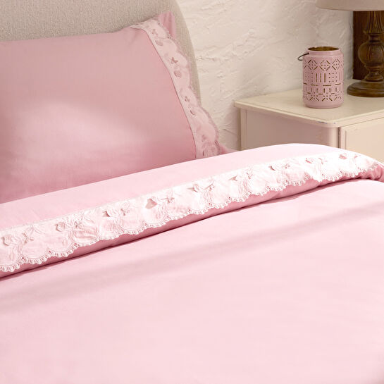 Karaca Home Delvyn %100 Pamuk Çift Kişilik Nevresim Takımı Pudra