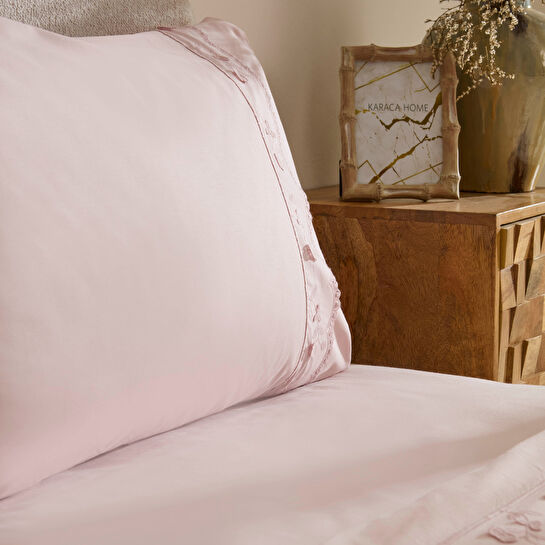 Karaca Home Delvyn %100 Pamuk Çift Kişilik Nevresim Takımı Pudra