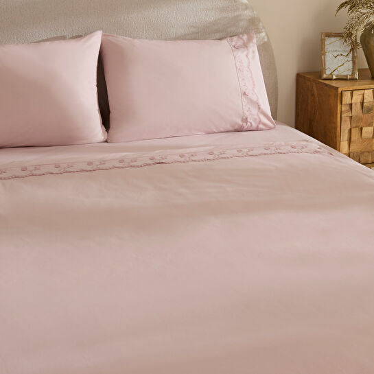 Karaca Home Delvyn %100 Pamuk Çift Kişilik Nevresim Takımı Pudra