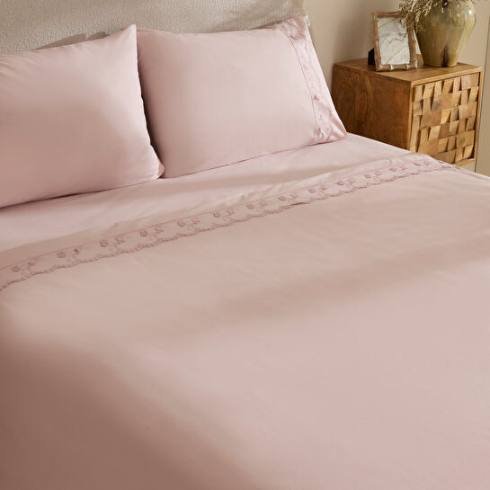 Karaca Home Delvyn %100 Pamuk Çift Kişilik Nevresim Takımı Pudra