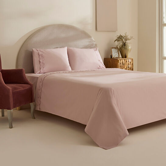 Karaca Home Delvyn %100 Pamuk Çift Kişilik Nevresim Takımı Pudra