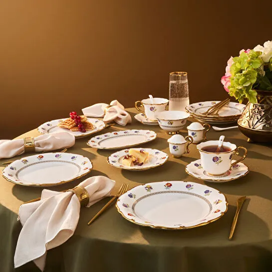 Karaca Royal Bone Diana 32 Parça 6 Kişilik Kahvaltı Takımı Gold