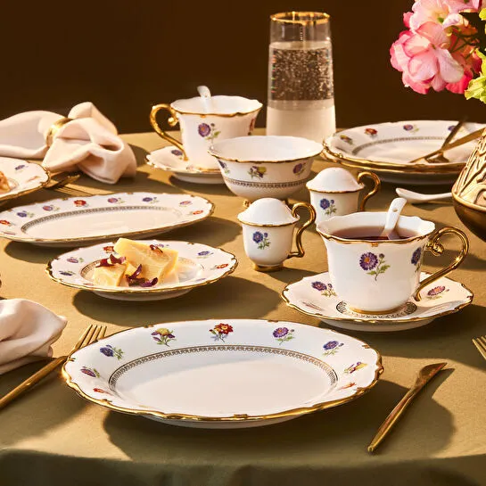 Karaca Royal Bone Diana 32 Parça 6 Kişilik Kahvaltı Takımı Gold