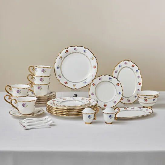 Karaca Royal Bone Diana 32 Parça 6 Kişilik Kahvaltı Takımı Gold