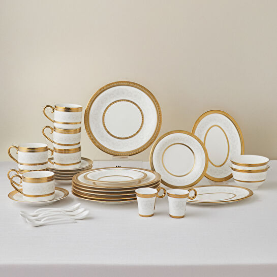Karaca Royal Bone Charlotte 32 Parça 6 Kişilik Kahvaltı Takımı Gold