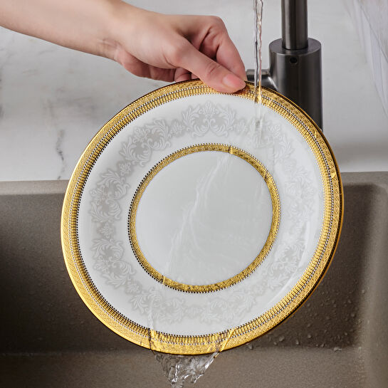 Karaca Royal Bone Charlotte 32 Parça 6 Kişilik Kahvaltı Takımı Gold