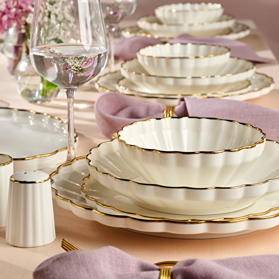 Karaca Stream Bone Oyster 53 Parça 12 Kişilik Yemek Takımı