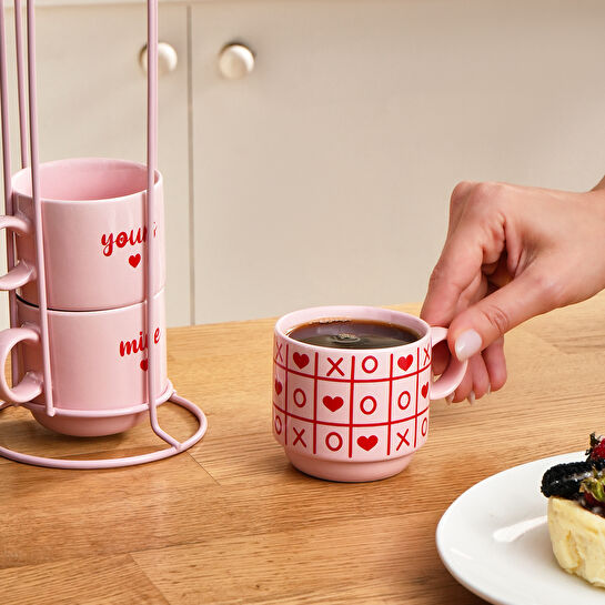 Karaca Dolce Amour Standlı 4 Kişilik Çay Fincan Takımı 160 ml