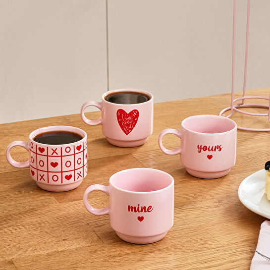 Karaca Dolce Amour Standlı 4 Kişilik Çay Fincan Takımı 160 ml