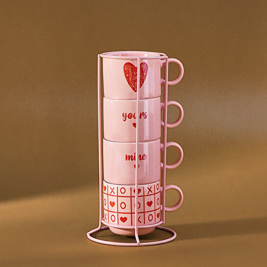 Karaca Dolce Amour Standlı 4 Kişilik Çay Fincan Takımı 160 ml