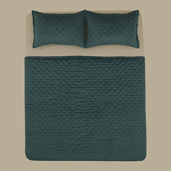 Karaca Home Granel Çift Kişilik Kadife Yatak Örtüsü Petrol