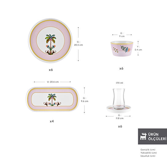 Karaca Stream Bone Floric 28 Parça 6 Kişilik Kahvaltı Seti