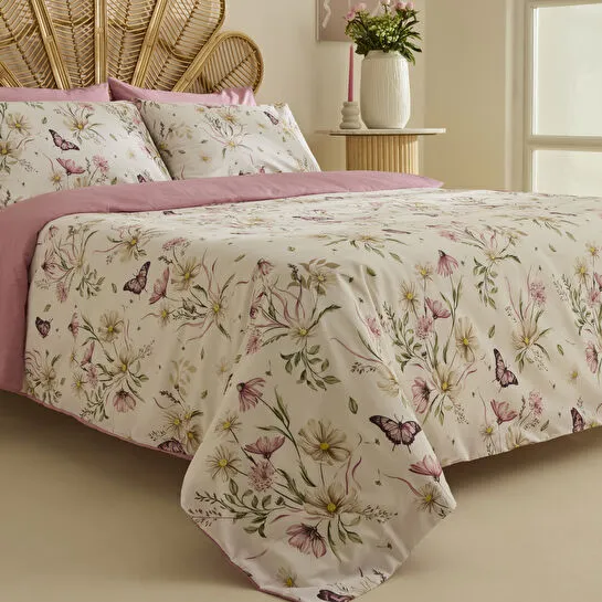 Sarah Anderson Butterflora Çift Kişilik Nevresim Takımı Somon