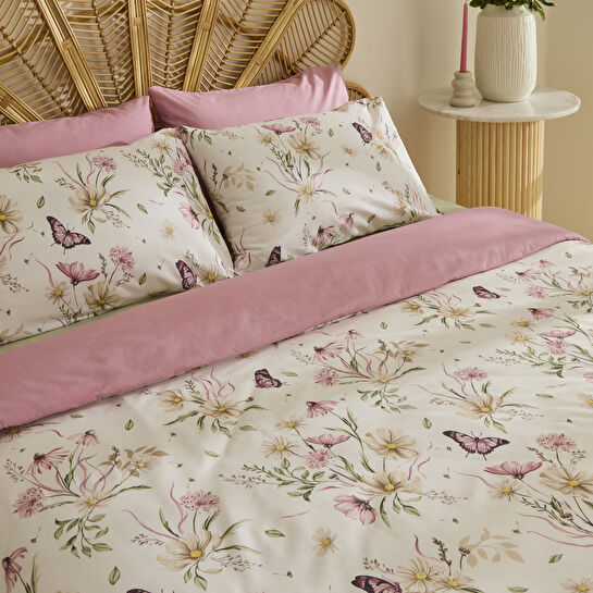 Sarah Anderson Butterflora Çift Kişilik Nevresim Takımı Somon