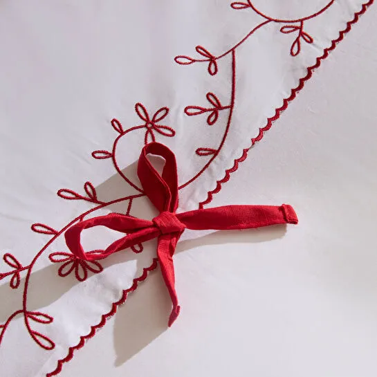 Karaca Home Calia %100 Pamuk Nakışlı Çift Kişilik Nevresim Takımı Beyaz