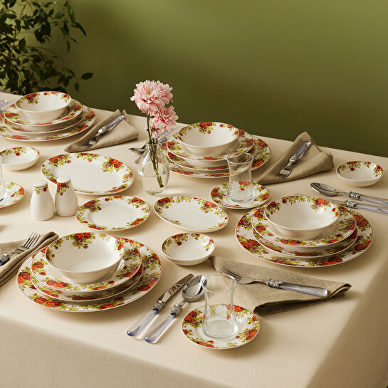 Karaca Elegance Bone Montebello 60 Parça 8 Kişilik Yemek Takımı ve Kahvaltı Seti