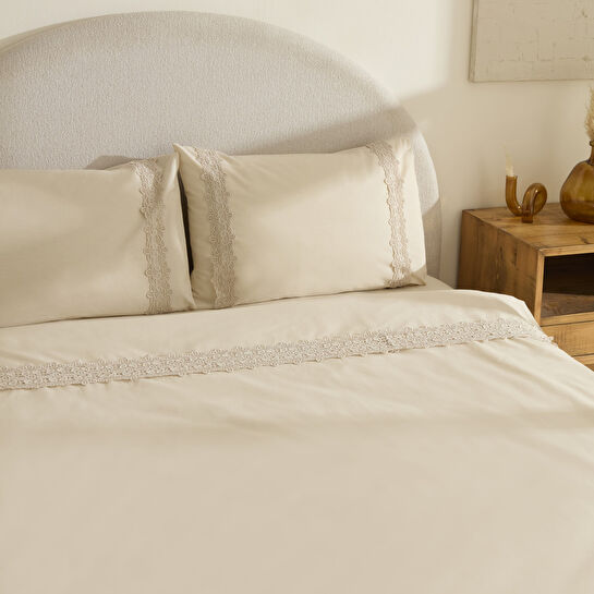 Karaca Home Nuvia Güpürlü Çift Kişilik Nevresin Takımı Bej