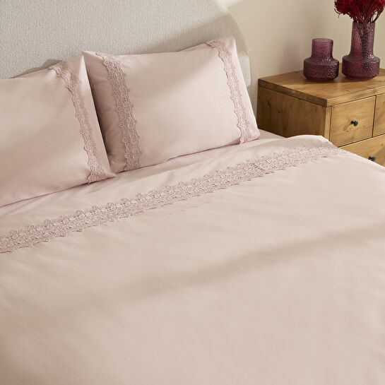 Karaca Home Nuvia Güpürlü Çift Kişilik Nevresim Takımı Pudra