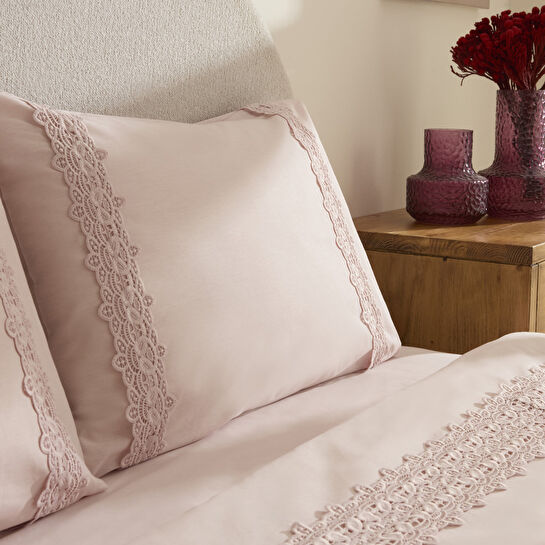 Karaca Home Nuvia Güpürlü Çift Kişilik Nevresim Takımı Pudra