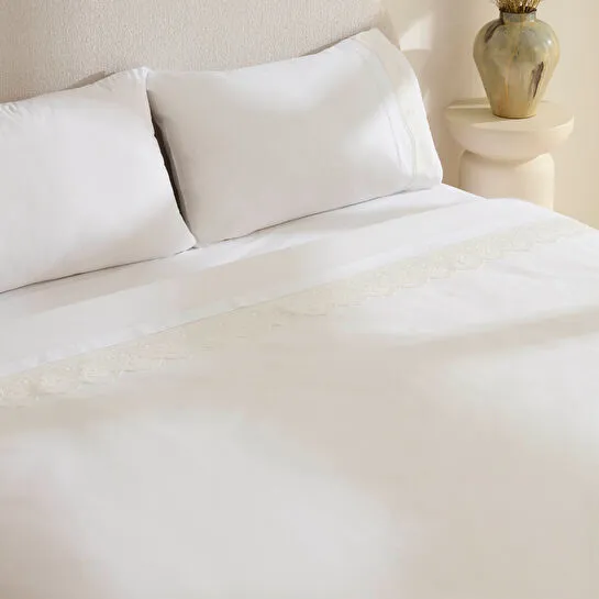 Karaca Home Teora Dantelli Çift Kişilik Nevresım Takımı Beyaz