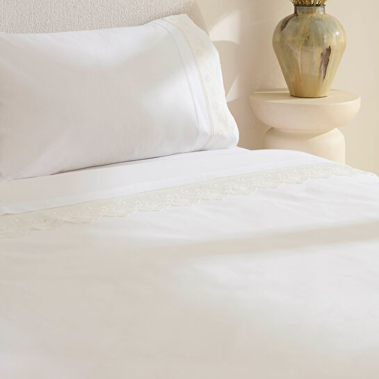 Karaca Home Teora Dantelli Çift Kişilik Nevresım Takımı Beyaz