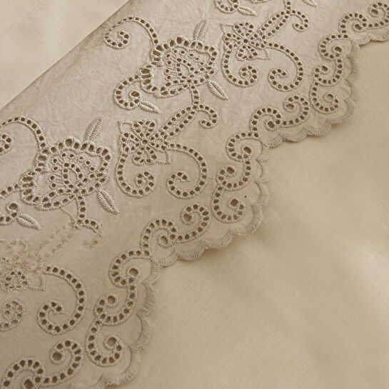 Karaca Home Avenza Brodeli Çift Kişilik Nevresım Takımı Bej