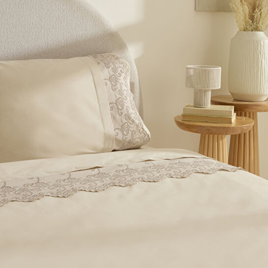 Karaca Home Avenza Brodeli Çift Kişilik Nevresım Takımı Bej