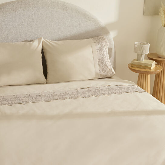 Karaca Home Avenza Brodeli Çift Kişilik Nevresım Takımı Bej