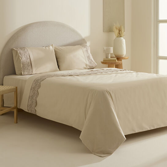 Karaca Home Avenza Brodeli Çift Kişilik Nevresım Takımı Bej