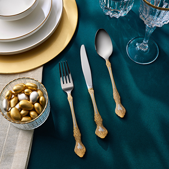 Karaca Juliet 12 Kişilik 84 Parça Çatal Kaşık Bıçak Takımı Gold