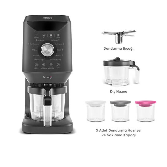 Karaca Scoopi 10 in 1 Dondurma Makinesi Matte Black
